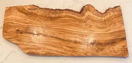 26" X Wide Rustic Handmade Bark Edge Olive Wood Charcuterie Board by Orchard Hardwoods