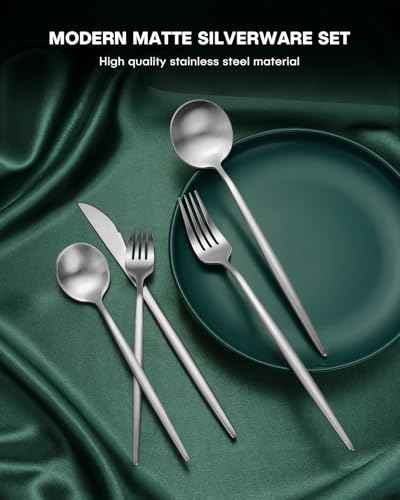 20 Piece Matte Silverware Set (20 Count)