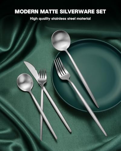 30 Piece Matte Silverware Set for 6 (30 Count)