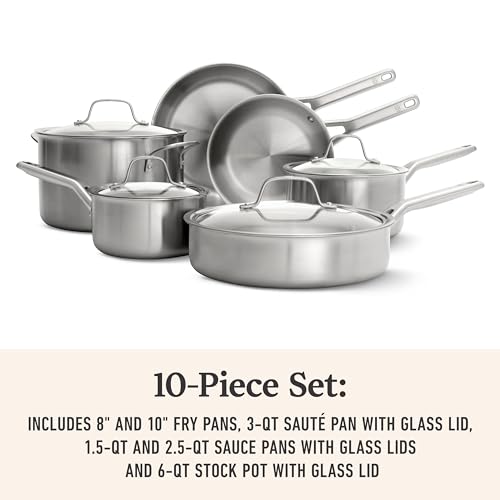 Brushed 3 Ply Stainless Steel Cookware Set w