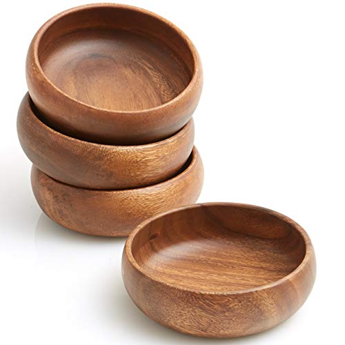 Woodard & Charles Acacia Wood Snack Serving Bowl (6" x 2" Set of 4)