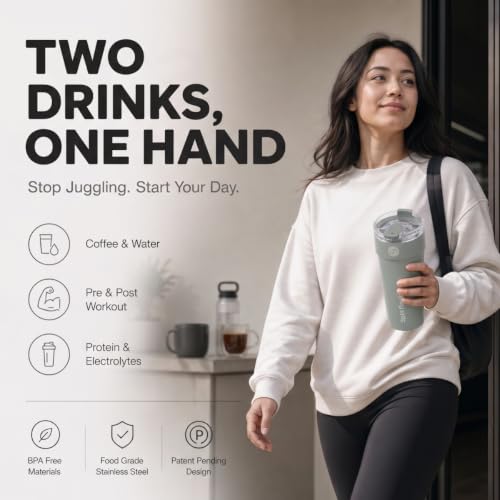 Dual‑Chamber 30‑oz Travel Mug (Guy Green)