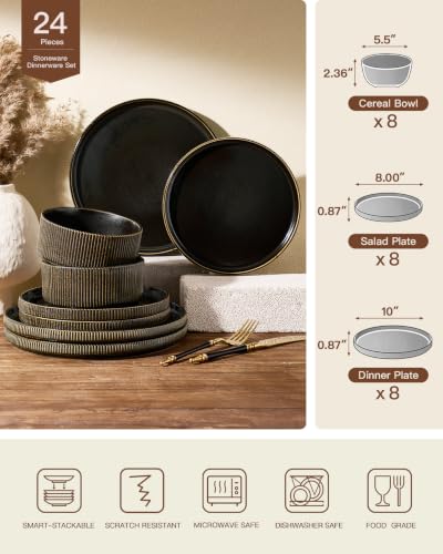 Stoneware Dinnerware Sets (24 Count)