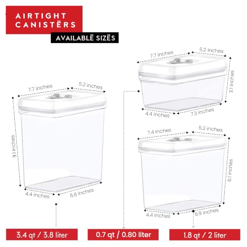 Airtight Food Storage Containers with White Lids 2L (04 - 2 Liters (Set of 4))