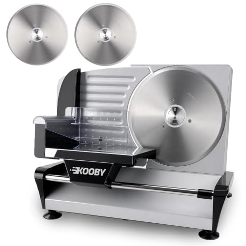 Meat Slicer 110V Electric Home Meat Slicer with 2 Removable 9''Stainless Steel Blades (Silver)