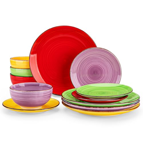 Bonita Dinnerware Set Multicolor Stoneware 12 Pieces Service for 4