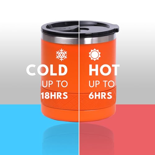 Recess Lowball 10oz Stainless Steel Tumbler Whiskey Glass w (10 Ounces / Orange)