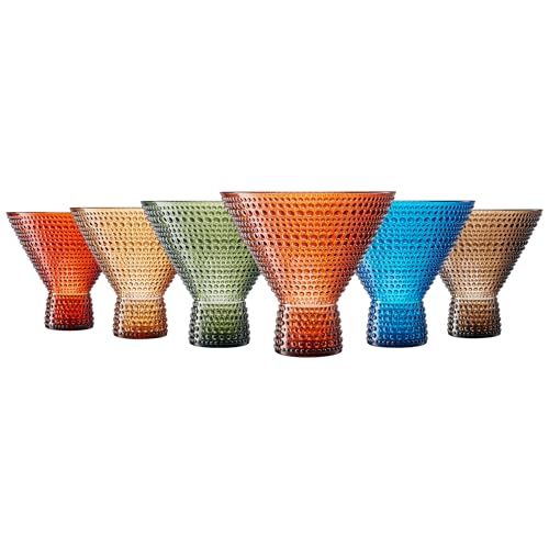 Plastic Hobnail Martini & Cocktail Drinking Glasses Set of 6 Neutral Tones Cups 14oz