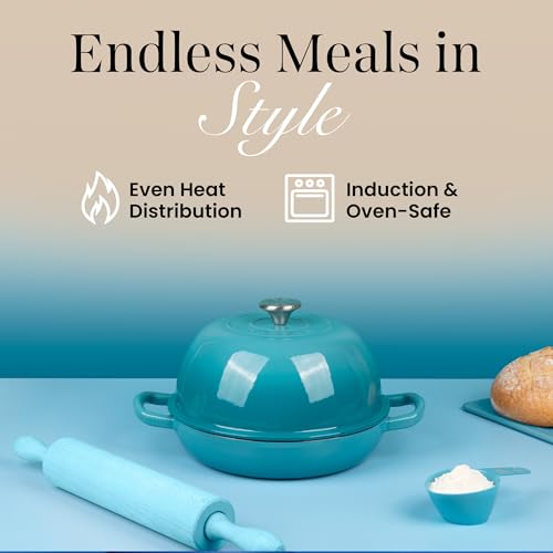 Enamelled Cast Iron Dutch Oven Pot (Light Blue)