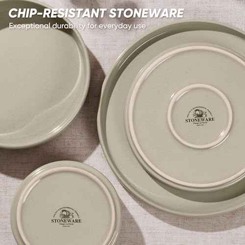 16 Piece Stoneware Dinnerware Sets with Pasta Bowls (16 Count)