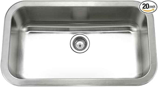 Houzer Medallion Stainless Steel Kitchen Sink - 31 Inch Undermount Single Bowl Sink, Durable & Versatile, Essential for Home & Apartment, Nested 20-Pack - MGS-3018-20
