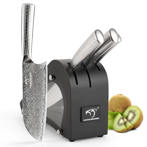Damascus Kitchen Knife Set with Block (4 Count)