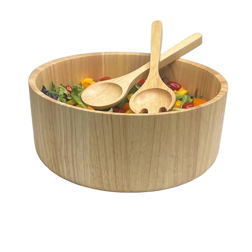 Woodard & Charles Rubberwood 11" Salad Bowl with Servers (11" x 4" Rubberwood Bowl with Servers)
