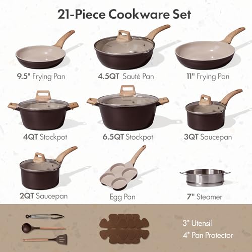 21pcs Ceramic Cookware Sets