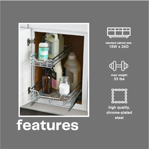 Glidez 2‑Tier Large Multipurpose Chrome‑Plated Steel Pull‑Out (Undersink / 12.25" - Extended)