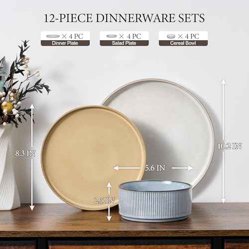 12 Piece Plates and Bowls Sets