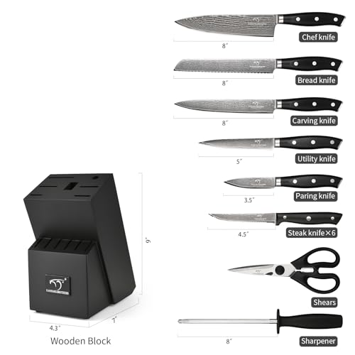 Damascus Kitchen Knife Set 14 Pieces with Shears & Sharpener