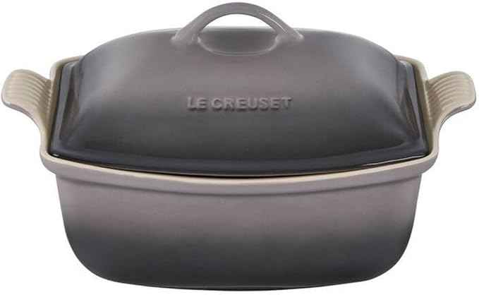 Le Creuset Heritage Stoneware Deep Baker with Lid, 4.5 qt., Oyster