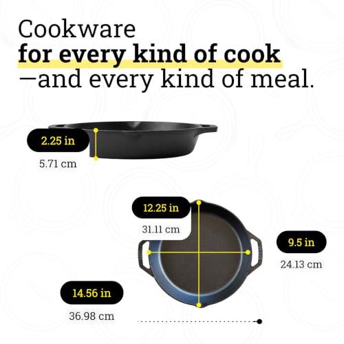 Pre Seasoned Cast Iron Dual Handle Pan (12 Inch)