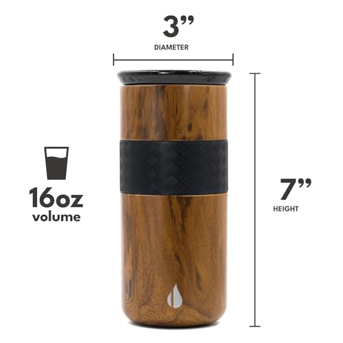 Artisan 16oz Inner Ceramic Coating Tumbler Triple Wall Coffee Mug (16 Ounces / Teakwood (Ceramic Coating))
