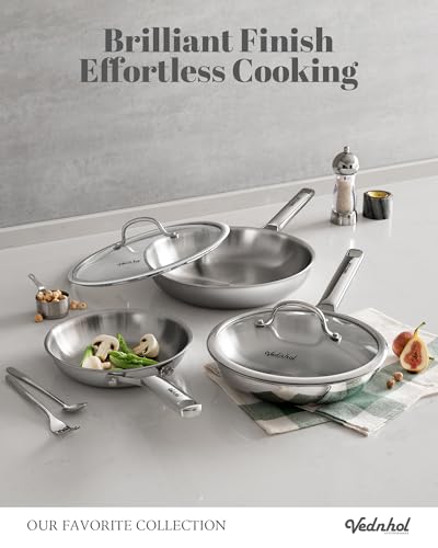 Stainless Steel Frying Pan Set with Lids 8"&10"&12" (3 Count)