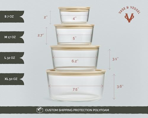 Non Toxic Glass Storage Container Set (Circular - Set Of 4)