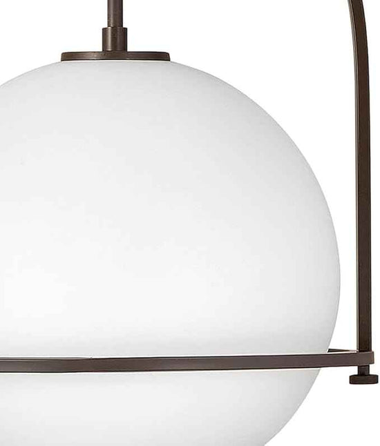 Hinkley Somerset 3405KZ Large Hanging Pendant Light, Etched Opal Glass Globe, for Even or Sloped Ceilings, Customize Installation Height, Buckeye Bronze