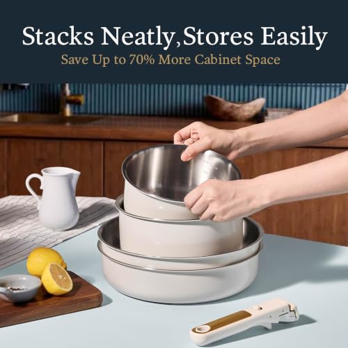 21pcs Tri Ply Stainless Steel Cookware Set with Detachable Handle