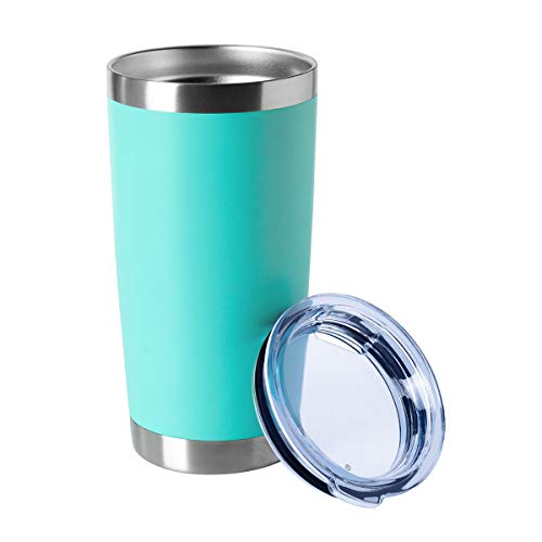20oz Tumblers Bulk Stainless Steel Cup with Lid Double Wall Vacuum Insulated Coffee Mug for Cold & Hot Drinks 1 Pack (Light Blue-A / 1 Count (Pack of 1))