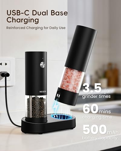 Electric Salt and Pepper Grinder Set (Black / Set)