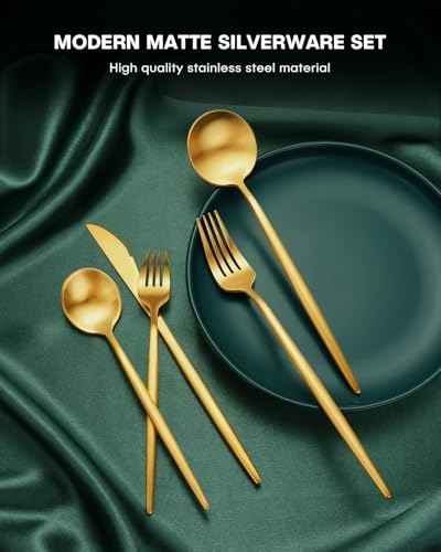 40 Piece Matte Gold Silverware Set (40 Count)