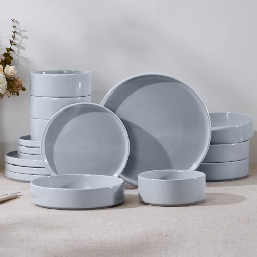 16 Piece Stoneware Dinnerware Sets with Pasta Bowls (16 Count)