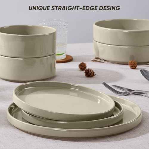 16 Piece Stoneware Dinnerware Sets with Pasta Bowls (16 Count)