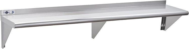 Profeeshaw NSF Stainless Steel Shelf 12” x 72”, 345 lb Commercial Shelves Wall Mounted Metal Shelving with Backsplash and 2 Brackets for Restaurant, Bar, Utility Room, Kitchen and Garage
