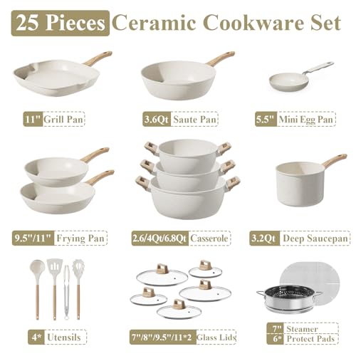 25Pcs Pots and Pans Set Non Stick