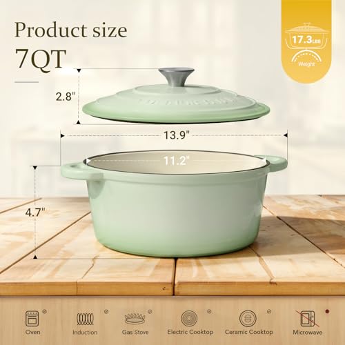Enameled Cast Iron Dutch Oven (7 Quart / Verdant)