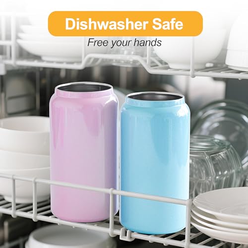 Stainless Steel Cups with Lids and Straws (Iridescent-Colored)