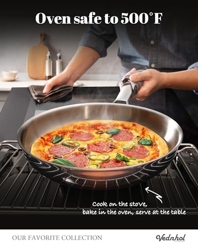 Stainless Steel Frying Pan Set with Lids 8"&10"&12" (3 Count)