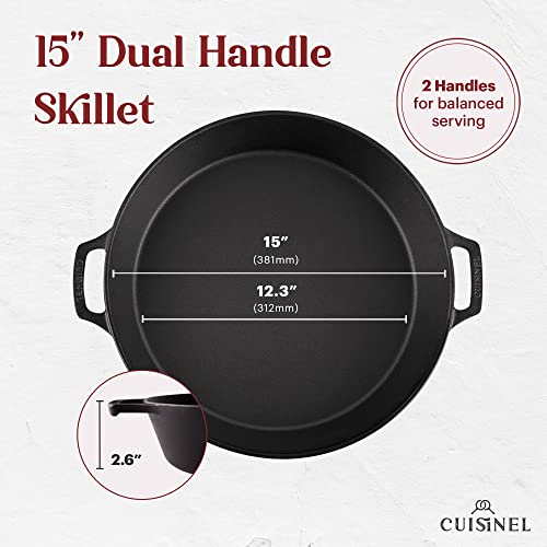 Cast Iron Skillet + Chainmail Scrubber (Dual Handle Skillet / 15")