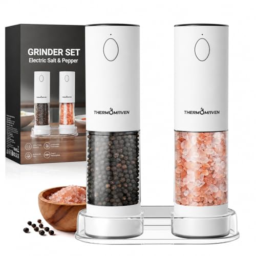 Electric Salt and Pepper Grinder Set (Large / Snow White)
