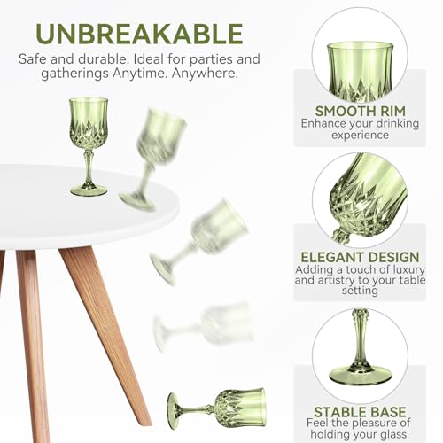 60 Pcs 7oz Plastic Vintage Wine Glasses Drinking Goblets Unbreakable Crystal Water Glassware Reusable Diamond Champagne Flutes Cups for Wedding Banquet Birthday Party Supplies (60 Count)