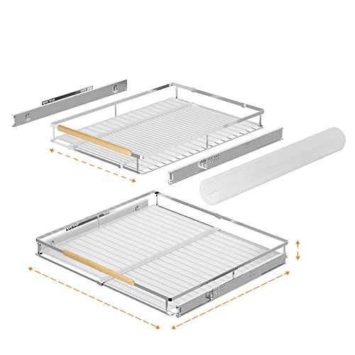 Pull Out Cabinet Organizer (L: 17.1~28" W x 22.5" D / Chrome-3pack)