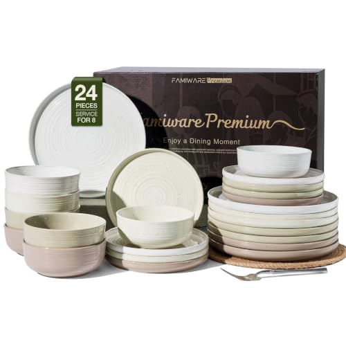 Stoneware Dinnerware Set for 8 (Multicolor)