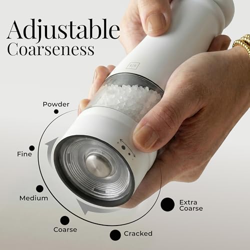 Electric Salt and Pepper Grinder Set (White)