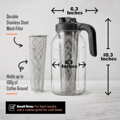 64oz Cold Brew Coffee Maker with Leak Proof Lid (64 oz / Black)