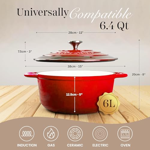 Enamelled Cast Iron Dutch Oven Pot with Lid