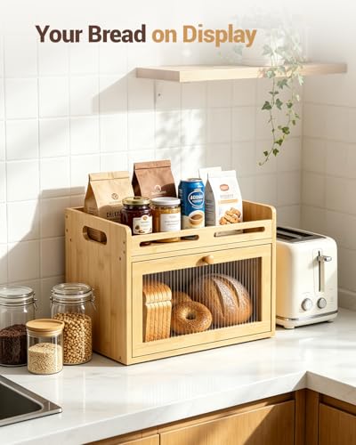 Bread Box for Kitchen Countertop (Bamboo / 1-Tier)