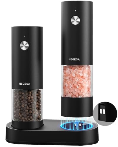 Electric Salt and Pepper Grinder Set (Black / Set)