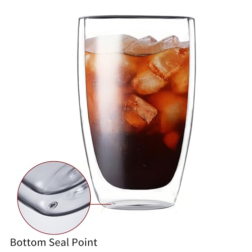 17oz Double Wall Glass Coffee Mugs Set of 2 (2 mugs)