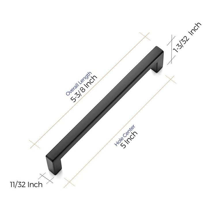 Matte Black Cabinet Handles Solid Cabinet Pulls (20 count)